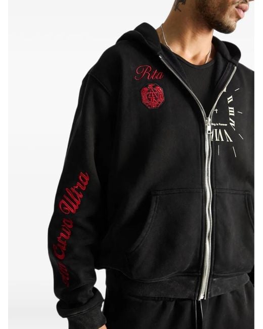 RTA Black Riko Zip-Up Hoodie for men
