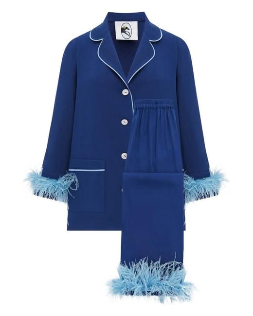 Sleeper Blue Detachable-Feather Pajama Set