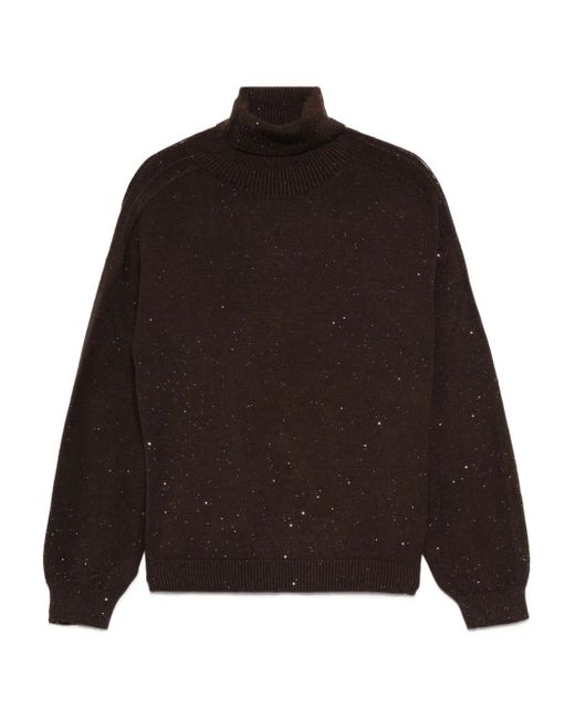 Liu Jo Brown Rollkragenpullover mit Pailletten