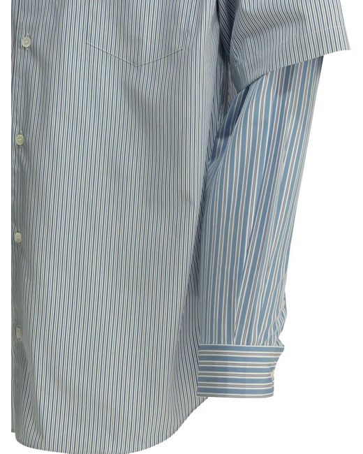 Comme des Garçons Blue Striped Layered-Sleeve Shirt for men