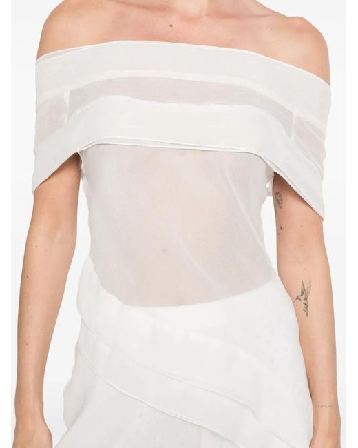 GIMAGUAS White Boa Asymmetrical Dress