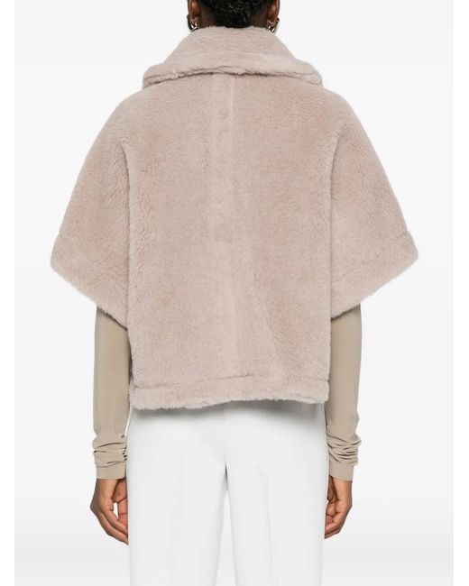 Max Mara Teddy Button-Up Cape in het Natural