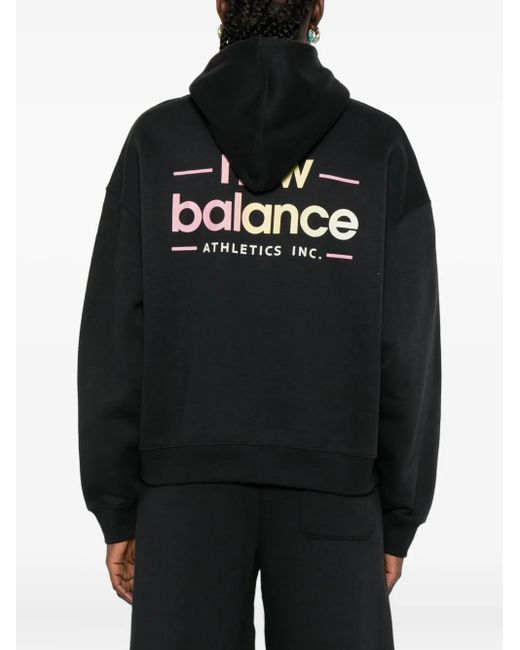 Felpa Con Cappuccio E Logo di New Balance in Black