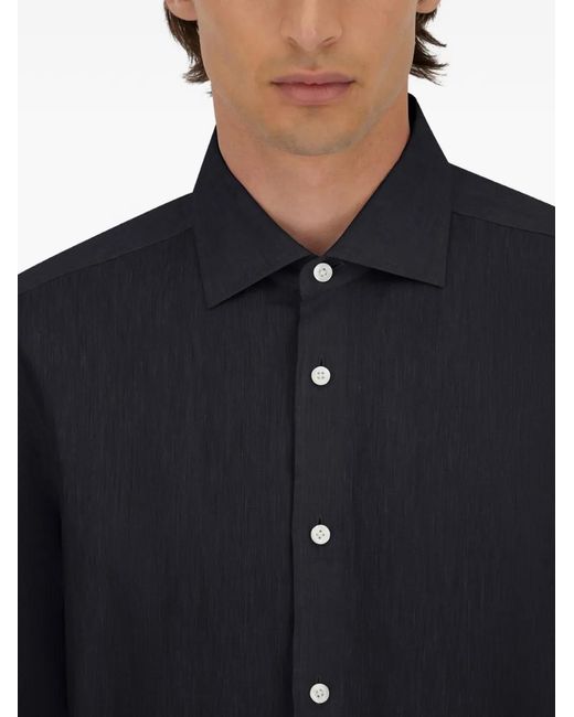 Herno Blue Shirt Linen for men