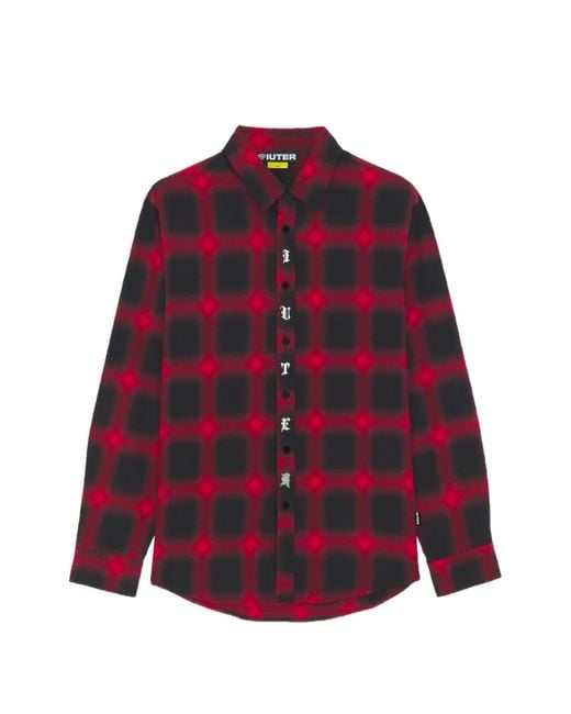 Iuter Red Fallen Love Checked Shirt for men