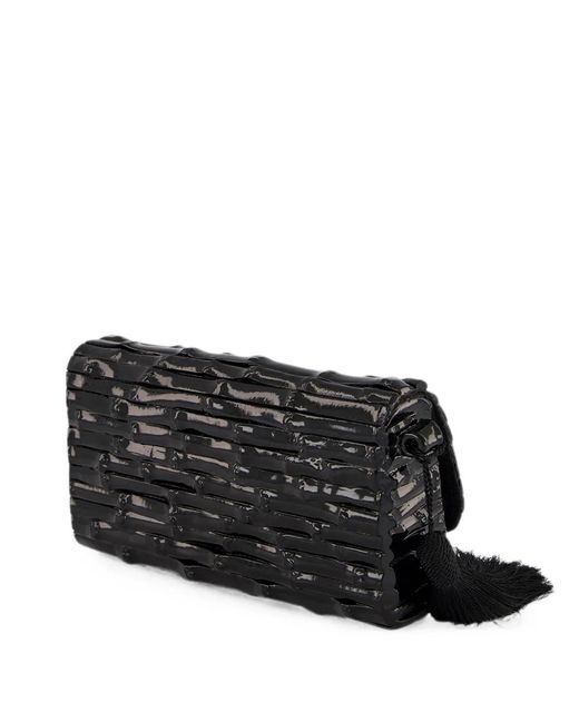 Glorinha Paranagua Black Gaya Lacquered Bamboo Clutch Bag