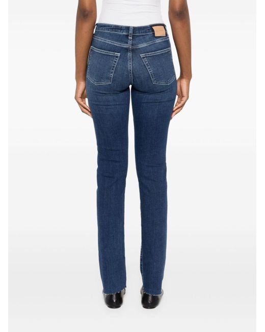 AG Jeans Blue Girlfriend Long Mid-Rise Straight-Leg Jeans