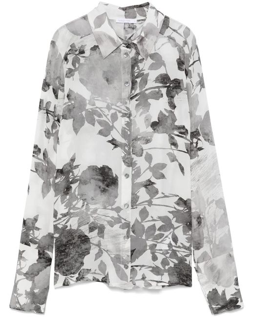Patrizia Pepe Gray Floral-Print Blouse
