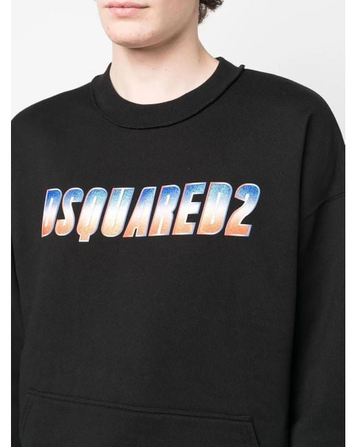 DSquared² Black Glittery Logo Crew Neck Sweatshirt for men
