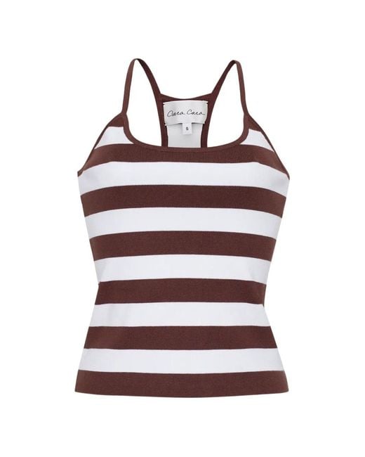 Cara Cara Red Didi Stripe-Knit Tank Top