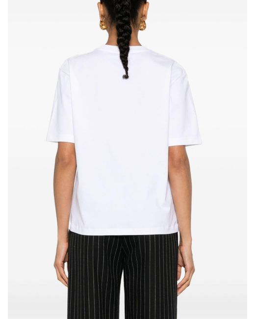 Styland Katoenen T-shirt Met Glitterdetail in het White
