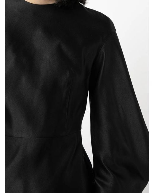 Tom Ford Black Puff-sleeve Duchess-silk Minidress
