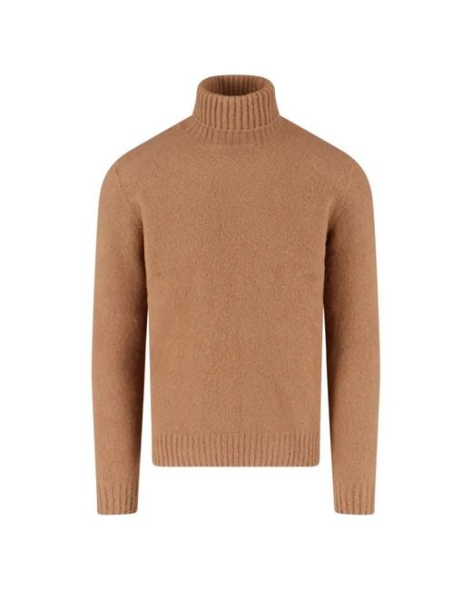 Drumohr Brown Roll-Neck Wool Sweater for men