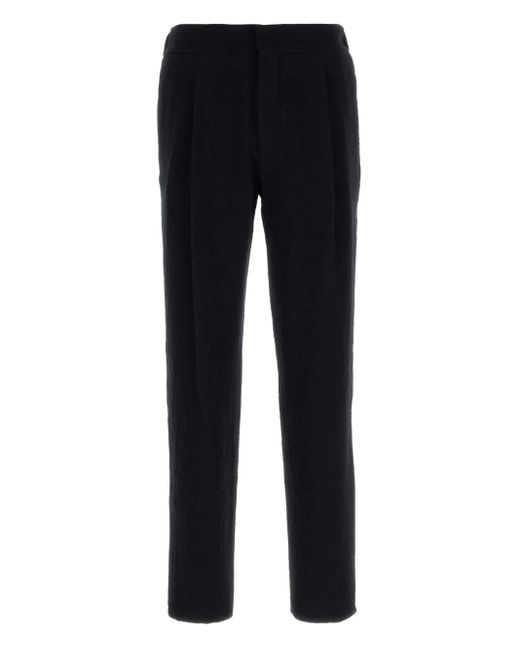 Giorgio Armani Blue Textured Back-Pocket Trousers for men