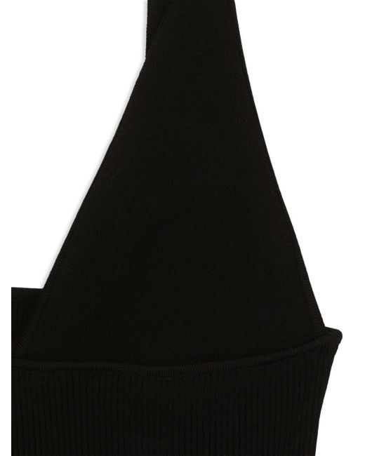 Dolce & Gabbana Black Ribbed-knit Cropped Tank Top