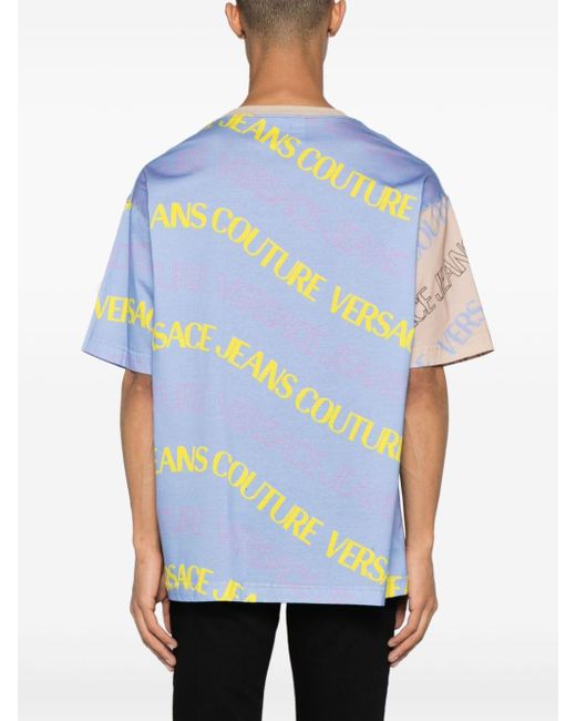 Versace T-Shirt in Colour-Block-Optik in Natural für Herren