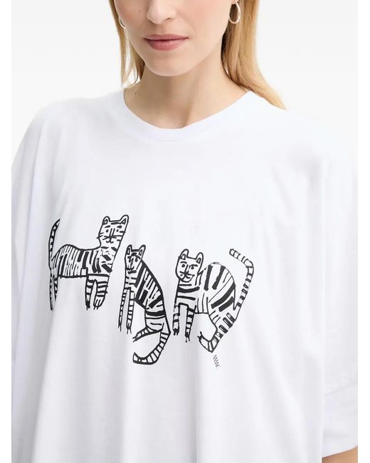MMC Studio White Tiger-Print T-Shirt