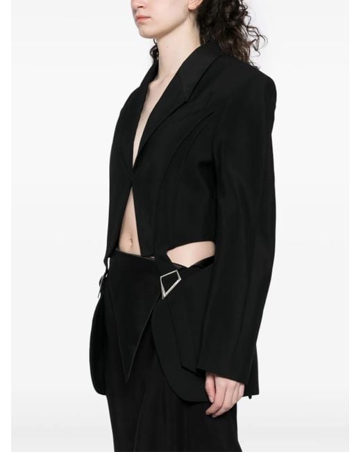 Mugler Black Buckled Tailored Blazer
