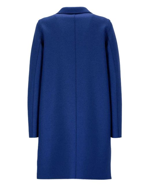 Harris Wharf London Blue Button-Fastening Wool Coat