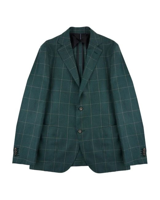 Blazer A Quadri di Incotex in Green da Uomo