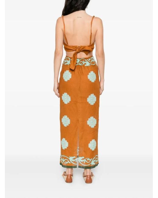 Johanna Ortiz Metallic Los Siete Mares Midi Dress