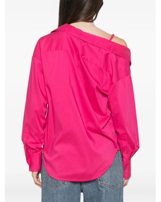 Blugirl Blumarine Pink Off-Shoulder Shirt