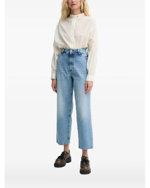 Sessun Blue Strukturierte Bluse mit goldenen Knöpfen