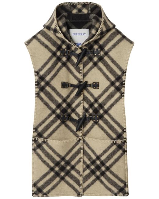 Cape En Laine À Carreaux Burberry en coloris Gray