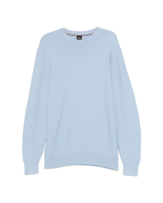 Pull En Maille Texturée Boss pour homme en coloris Blue