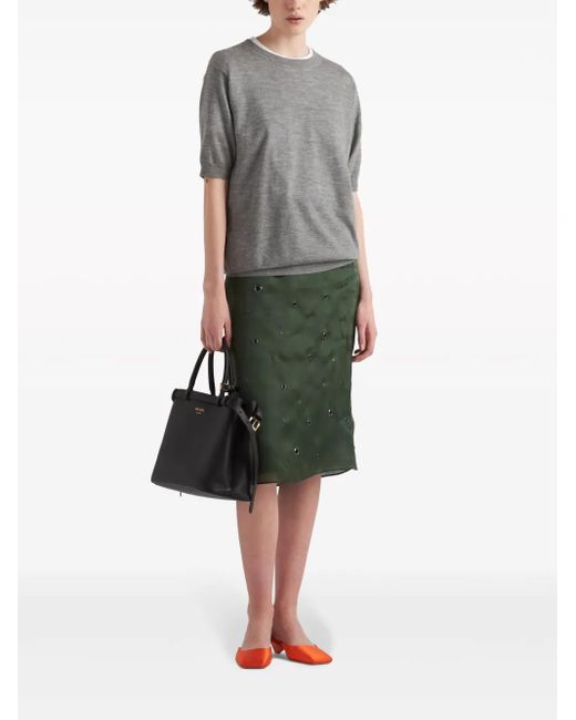 Top Con Logo Triangular Prada de color Gray