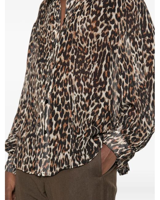 Imperial Brown Leopard-Print Button-Down Shirt