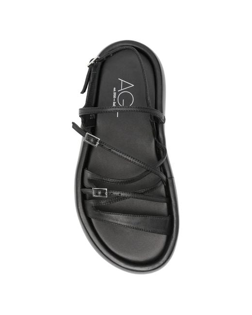 Agl Attilio Giusti Leombruni Black Bulle Multi-Strap Sandals