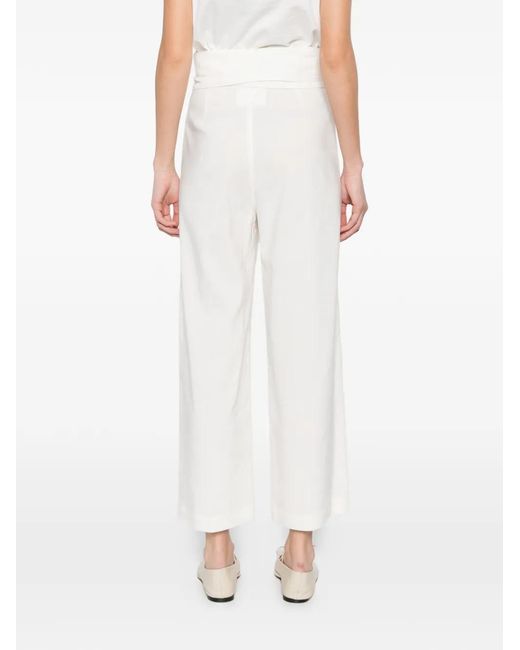 Erika Cavallini Semi Couture White Ti-Detail Trousers