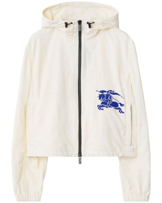 Burberry Natural Equestrian Knight-appliqué Cropped Jacket
