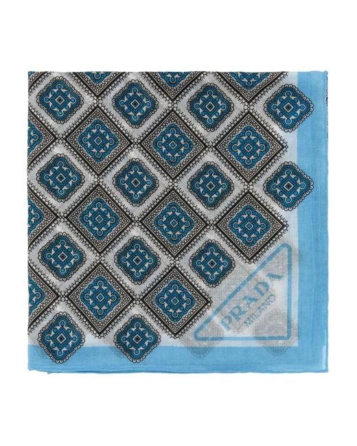 Prada Blue Schal mit geometrischem Muster