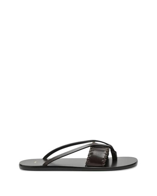 Jude Black Helena Leather Flat Sandals