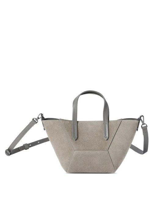 Brunello Cucinelli Metallic Mini Bc Duo Suede Tote Bag