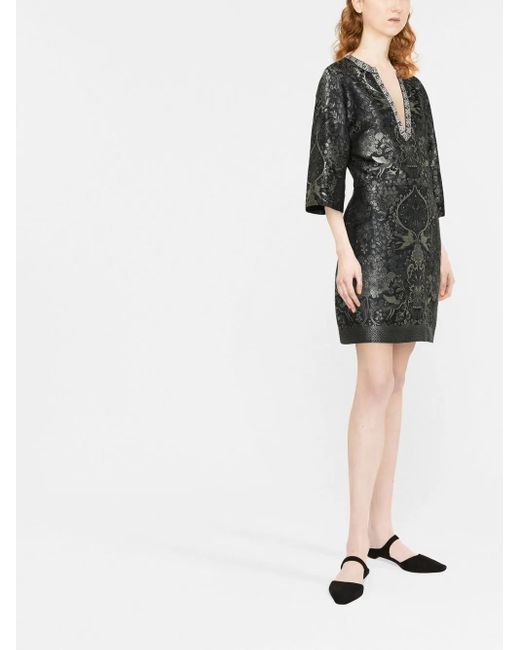 Etro Black Patterned Jacquard Shift Dress