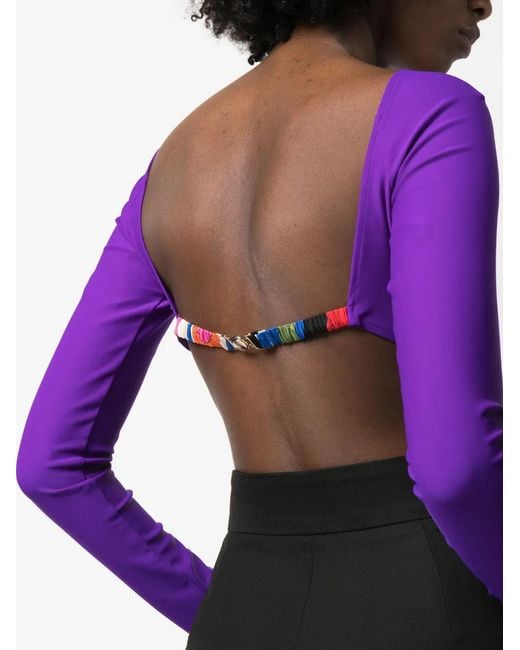 Emilio Pucci Purple Iride-Print Cropped Top