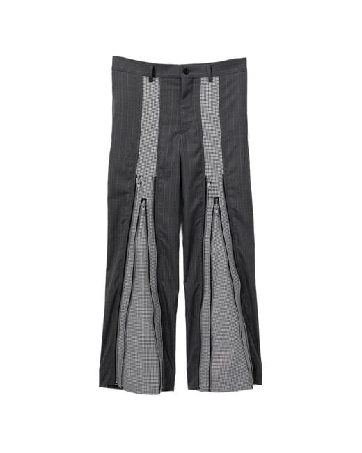 Comme des Garçons Gray Patchwork Zip Details Trousers for men