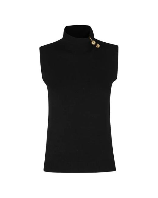 Alberta Ferretti Black Tone Hardware High-Neck Top