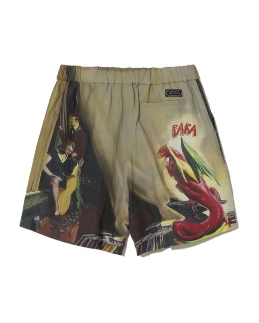 Undercover Green Elasticated Printed Shorts