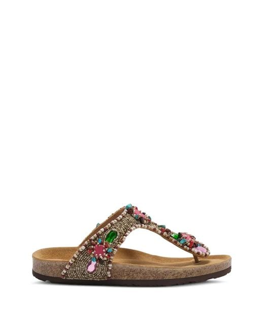 Maliparmi Brown Glamour Infrabijoux Bead-Embellished Sandals
