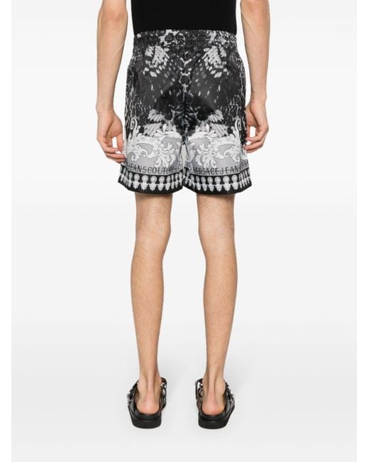Shorts con stampa Watercolour Couture di Versace in Black da Uomo