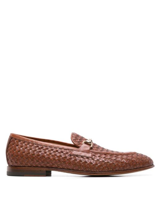 Scarosso Brown Alessandro Woven Leather Loafers for men