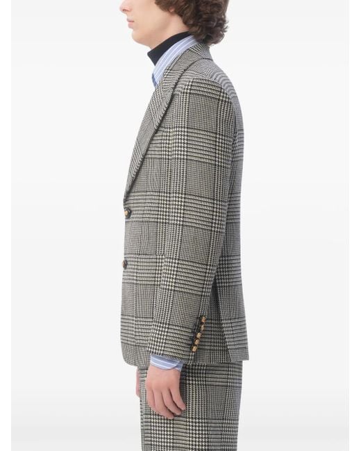 Valentino Garavani Gray Houndstooth Single-Breasted Blazer for men