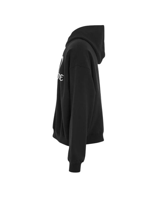 we11done Black Logo-Print Dropped-Shoulder Hoodie for men