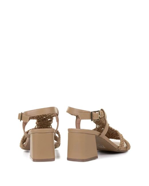 Bibi Lou Brown Braided-Leather Block-Heel Sandals