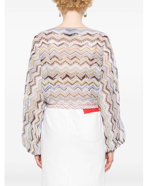 Missoni White Zigzag-woven Knitted Top