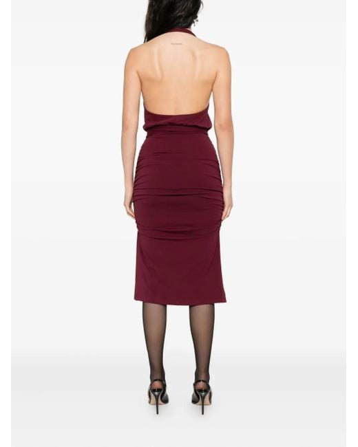 ROWEN ROSE Red V-Neck Draped Mini Dress